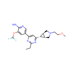 CCc1nc(-c2cnc(N)c(OC(F)F)c2)cc([C@@H]2[C@H]3CN(CCOC)C[C@H]32)n1 ZINC000653671208