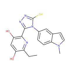 CCc1nc(-c2nnc(S)n2-c2ccc3c(ccn3C)c2)c(O)cc1O ZINC000115810761