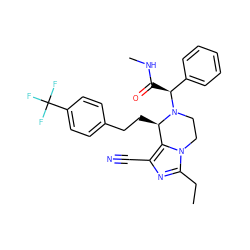 CCc1nc(C#N)c2n1CCN([C@@H](C(=O)NC)c1ccccc1)[C@@H]2CCc1ccc(C(F)(F)F)cc1 ZINC000095602206