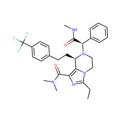 CCc1nc(C(=O)N(C)C)c2n1CCN([C@@H](C(=O)NC)c1ccccc1)[C@@H]2CCc1ccc(C(F)(F)F)cc1 ZINC000095601904