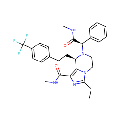 CCc1nc(C(=O)NC)c2n1CCN([C@@H](C(=O)NC)c1ccccc1)[C@@H]2CCc1ccc(C(F)(F)F)cc1 ZINC000095603131