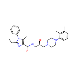 CCc1nc(C(=O)NC[C@@H](O)CN2CCN(c3cccc(C)c3C)CC2)c(C)n1-c1ccccc1 ZINC000168333329