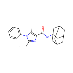 CCc1nc(C(=O)NC23CC4CC(CC(C4)C2)C3)c(C)n1-c1ccccc1 ZINC000045373368