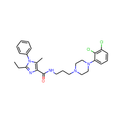 CCc1nc(C(=O)NCCCN2CCN(c3cccc(Cl)c3Cl)CC2)c(C)n1-c1ccccc1 ZINC000072104731