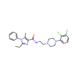 CCc1nc(C(=O)NCCN2CCN(c3cccc(Cl)c3Cl)CC2)c(C)n1-c1ccccc1 ZINC000072105230