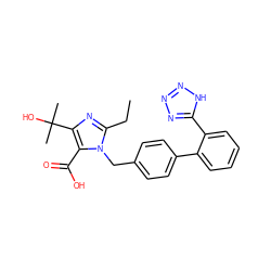 CCc1nc(C(C)(C)O)c(C(=O)O)n1Cc1ccc(-c2ccccc2-c2nnn[nH]2)cc1 ZINC000013745671