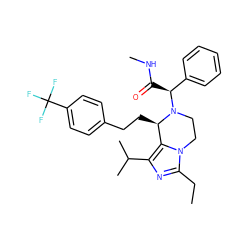 CCc1nc(C(C)C)c2n1CCN([C@@H](C(=O)NC)c1ccccc1)[C@@H]2CCc1ccc(C(F)(F)F)cc1 ZINC000095603963