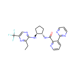 CCc1nc(C(F)(F)F)cnc1N[C@H]1CCC[C@@H]1NC(=O)c1ncccc1-c1ncccn1 ZINC001772631793