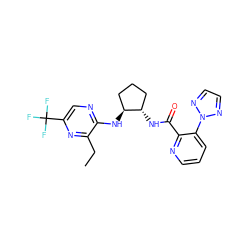 CCc1nc(C(F)(F)F)cnc1N[C@H]1CCC[C@@H]1NC(=O)c1ncccc1-n1nccn1 ZINC001772614012