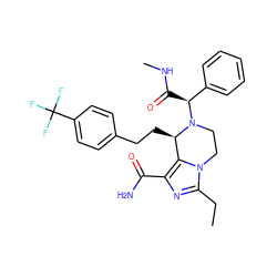 CCc1nc(C(N)=O)c2n1CCN([C@@H](C(=O)NC)c1ccccc1)[C@@H]2CCc1ccc(C(F)(F)F)cc1 ZINC000095605837