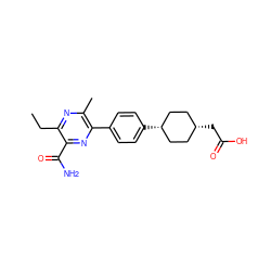 CCc1nc(C)c(-c2ccc([C@H]3CC[C@@H](CC(=O)O)CC3)cc2)nc1C(N)=O ZINC000118449538