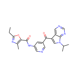 CCc1nc(C)c(C(=O)Nc2cncc(C(=O)c3cn(C(C)C)c4ncncc34)c2)o1 ZINC000169708003