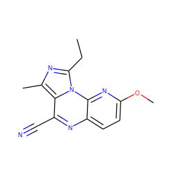 CCc1nc(C)c2c(C#N)nc3ccc(OC)nc3n12 ZINC000049112921