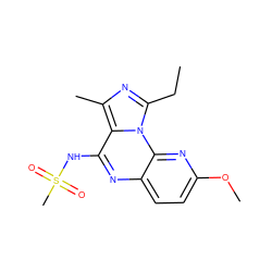 CCc1nc(C)c2c(NS(C)(=O)=O)nc3ccc(OC)nc3n12 ZINC000049089949