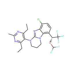 CCc1nc(C)nc(CC)c1N1CCCn2c1nc1c(Cl)ccc([C@@H](OC(F)F)C(F)(F)F)c12 ZINC000143496168