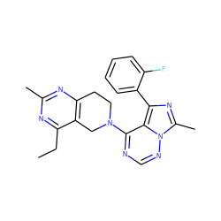 CCc1nc(C)nc2c1CN(c1ncnn3c(C)nc(-c4ccccc4F)c13)CC2 ZINC000169711763