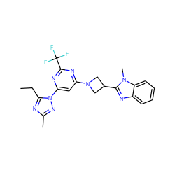 CCc1nc(C)nn1-c1cc(N2CC(c3nc4ccccc4n3C)C2)nc(C(F)(F)F)n1 ZINC000143099417