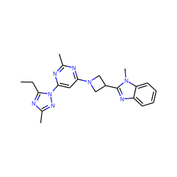 CCc1nc(C)nn1-c1cc(N2CC(c3nc4ccccc4n3C)C2)nc(C)n1 ZINC000205316035