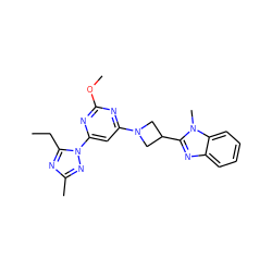 CCc1nc(C)nn1-c1cc(N2CC(c3nc4ccccc4n3C)C2)nc(OC)n1 ZINC000143098374