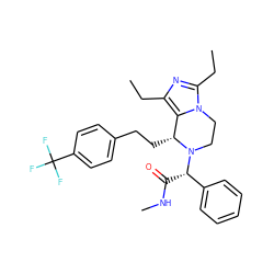 CCc1nc(CC)n2c1[C@@H](CCc1ccc(C(F)(F)F)cc1)N([C@@H](C(=O)NC)c1ccccc1)CC2 ZINC000095603332