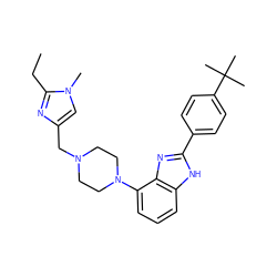 CCc1nc(CN2CCN(c3cccc4[nH]c(-c5ccc(C(C)(C)C)cc5)nc34)CC2)cn1C ZINC000040953594