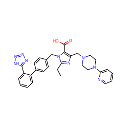 CCc1nc(CN2CCN(c3ccccn3)CC2)c(C(=O)O)n1Cc1ccc(-c2ccccc2-c2nnn[nH]2)cc1 ZINC000026296600