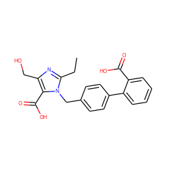 CCc1nc(CO)c(C(=O)O)n1Cc1ccc(-c2ccccc2C(=O)O)cc1 ZINC000029477466