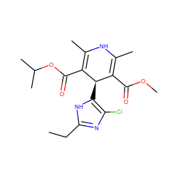 CCc1nc(Cl)c([C@@H]2C(C(=O)OC)=C(C)NC(C)=C2C(=O)OC(C)C)[nH]1 ZINC000035942763