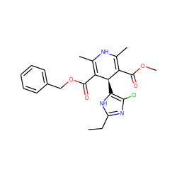 CCc1nc(Cl)c([C@@H]2C(C(=O)OC)=C(C)NC(C)=C2C(=O)OCc2ccccc2)[nH]1 ZINC000103287043