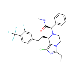 CCc1nc(Cl)c2n1CCN([C@@H](C(=O)NC)c1ccccc1)[C@@H]2CCc1ccc(C(F)(F)F)c(F)c1 ZINC000096272297