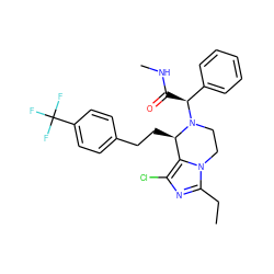 CCc1nc(Cl)c2n1CCN([C@@H](C(=O)NC)c1ccccc1)[C@@H]2CCc1ccc(C(F)(F)F)cc1 ZINC000095602262