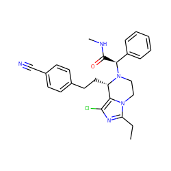 CCc1nc(Cl)c2n1CCN([C@@H](C(=O)NC)c1ccccc1)[C@H]2CCc1ccc(C#N)cc1 ZINC000096272301