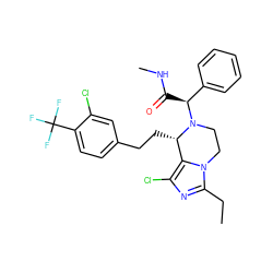 CCc1nc(Cl)c2n1CCN([C@@H](C(=O)NC)c1ccccc1)[C@H]2CCc1ccc(C(F)(F)F)c(Cl)c1 ZINC000096272296