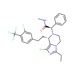 CCc1nc(Cl)c2n1CCN([C@@H](C(=O)NC)c1ccccc1)[C@H]2CCc1ccc(C(F)(F)F)c(F)c1 ZINC000096272298