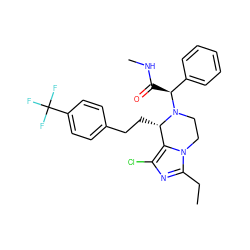 CCc1nc(Cl)c2n1CCN([C@@H](C(=O)NC)c1ccccc1)[C@H]2CCc1ccc(C(F)(F)F)cc1 ZINC000095604211