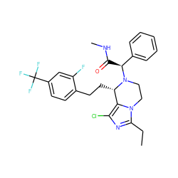 CCc1nc(Cl)c2n1CCN([C@@H](C(=O)NC)c1ccccc1)[C@H]2CCc1ccc(C(F)(F)F)cc1F ZINC000096272295