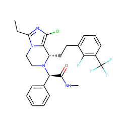 CCc1nc(Cl)c2n1CCN([C@@H](C(=O)NC)c1ccccc1)[C@H]2CCc1cccc(C(F)(F)F)c1F ZINC000096272289