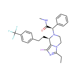 CCc1nc(I)c2n1CCN([C@@H](C(=O)NC)c1ccccc1)[C@@H]2CCc1ccc(C(F)(F)F)cc1 ZINC000095605508