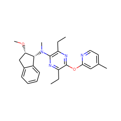 CCc1nc(N(C)[C@@H]2c3ccccc3C[C@@H]2OC)c(CC)nc1Oc1cc(C)ccn1 ZINC000028956423