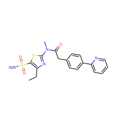 CCc1nc(N(C)C(=O)Cc2ccc(-c3ccccn3)cc2)sc1S(N)(=O)=O ZINC001772606598