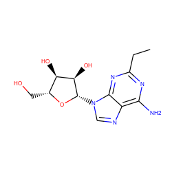 CCc1nc(N)c2ncn([C@@H]3O[C@H](CO)[C@@H](O)[C@H]3O)c2n1 ZINC000012405282