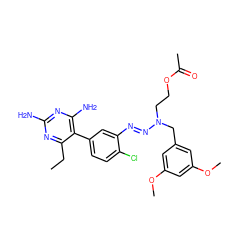 CCc1nc(N)nc(N)c1-c1ccc(Cl)c(/N=N/N(CCOC(C)=O)Cc2cc(OC)cc(OC)c2)c1 ZINC000013863493