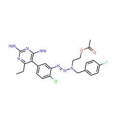 CCc1nc(N)nc(N)c1-c1ccc(Cl)c(/N=N/N(CCOC(C)=O)Cc2ccc(F)cc2)c1 ZINC000013863499