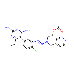 CCc1nc(N)nc(N)c1-c1ccc(Cl)c(/N=N/N(CCOC(C)=O)Cc2ccncc2)c1 ZINC000013863521