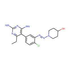 CCc1nc(N)nc(N)c1-c1ccc(Cl)c(/N=N/N2CCC(O)CC2)c1 ZINC000013762633