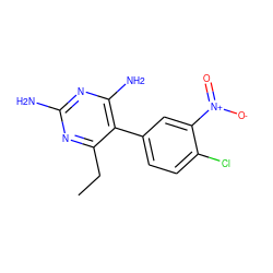 CCc1nc(N)nc(N)c1-c1ccc(Cl)c([N+](=O)[O-])c1 ZINC000001567107