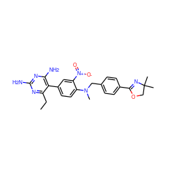 CCc1nc(N)nc(N)c1-c1ccc(N(C)Cc2ccc(C3=NC(C)(C)CO3)cc2)c([N+](=O)[O-])c1 ZINC000013765349