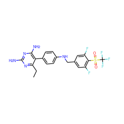 CCc1nc(N)nc(N)c1-c1ccc(NCc2cc(F)c(S(=O)(=O)C(F)(F)F)c(F)c2)cc1 ZINC000036349100