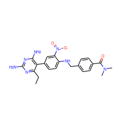 CCc1nc(N)nc(N)c1-c1ccc(NCc2ccc(C(=O)N(C)C)cc2)c([N+](=O)[O-])c1 ZINC000013765360