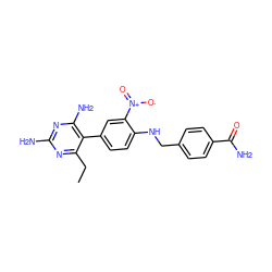 CCc1nc(N)nc(N)c1-c1ccc(NCc2ccc(C(N)=O)cc2)c([N+](=O)[O-])c1 ZINC000013765354